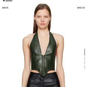 Miaou leather halter top in Forest Green SMALL